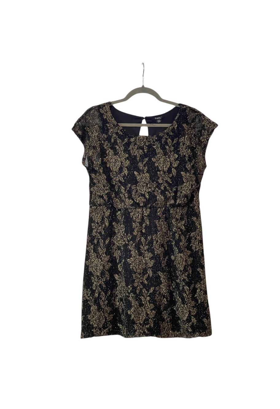 Rhapsody Women Golden Print Sleeveless Blouson Dress L